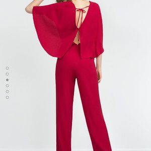 Zara Red Cape Jumpsuit - US XS